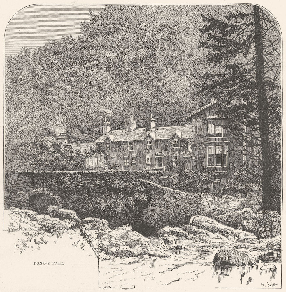 WALES. Pont- y- pair 1901 old antique vintage print picture